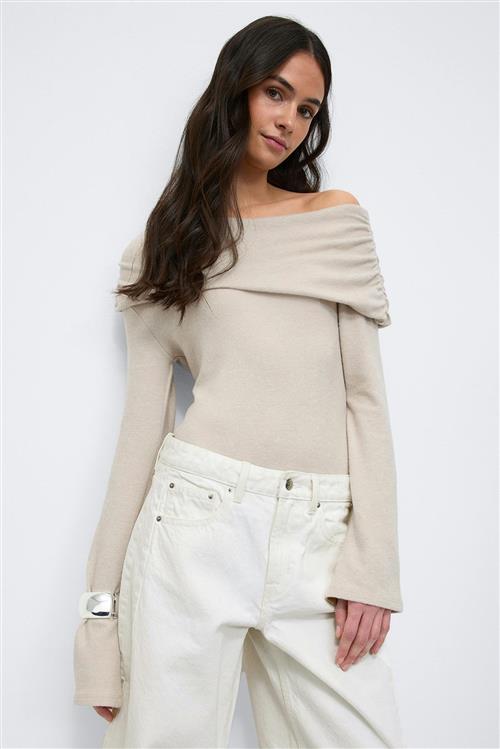 Gina Tricot - One shoulder top - Off shoulder-top - Beige - XS - Dame