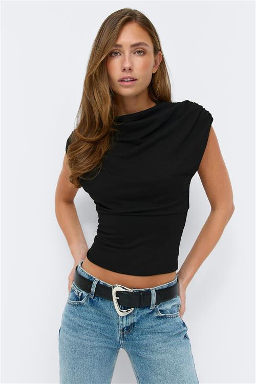 Gina Tricot - Funnel neck top - toppe med krave - Sort - XL - Dame