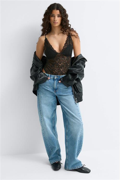 Gina Tricot - Lace body - Bodystockings - Sort - L - Dame