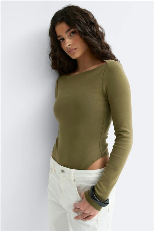 Gina Tricot - Long sleeve body - Bodystockings - Grøn - L - Dame