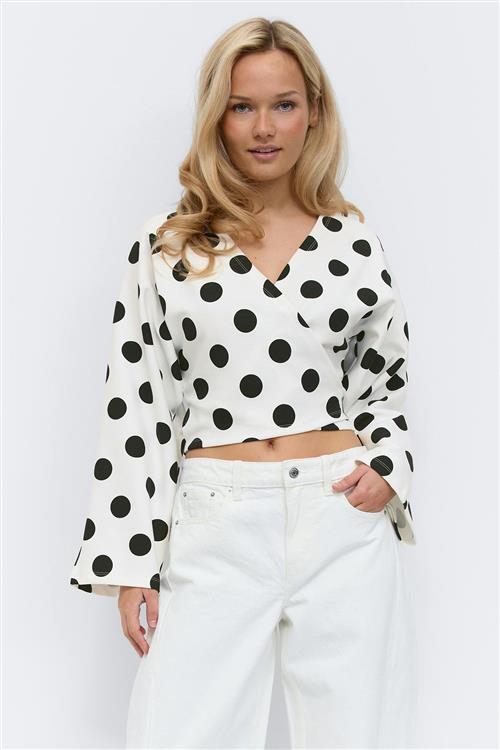 Gina Tricot - Dot wrap tie top - slå om toppe - Sort - XS - Dame