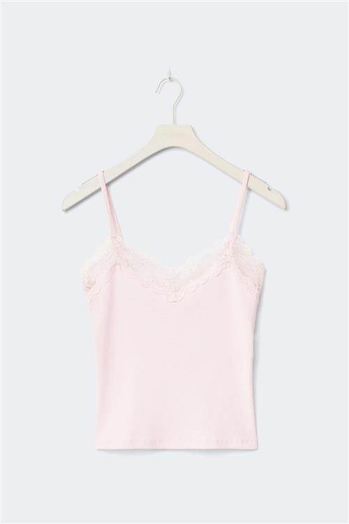 Gina Tricot - 14+ lace detail tank top - Toppe - Lyserød - XS - Dame