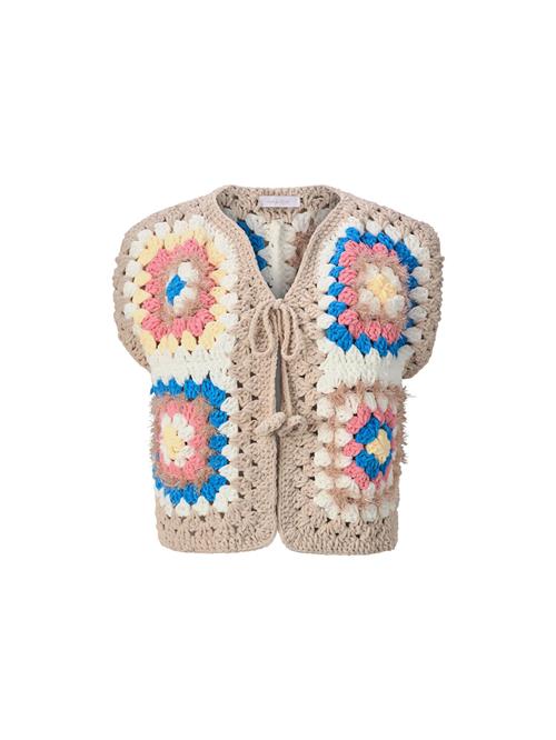 Rich & Royal Strikvest  beige / blå / lysegul / lyserød