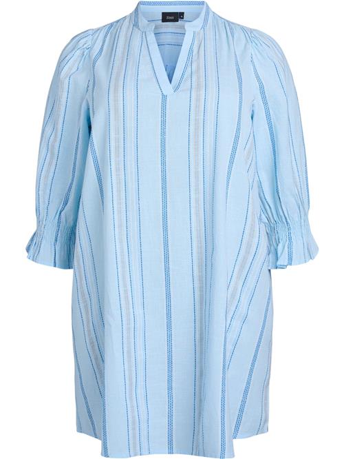 Zizzi Blusekjole 'EMILIO'  beige / blå / hvid