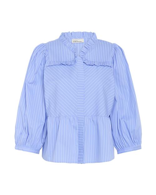 KAREN BY SIMONSEN Bluse 'Amy'  himmelblå / hvid