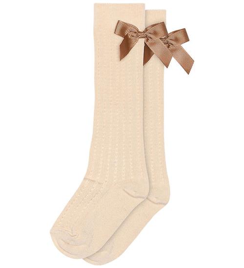 MP Knæstrømper - Viskose/Bambus - Liva - Ecru m. Hulmønster