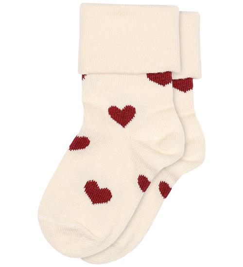 MP Strømper - Alvilda - Cream m. Hjerter