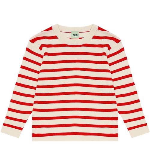 FUB Bluse - Strik - Ecru/Rødstribet