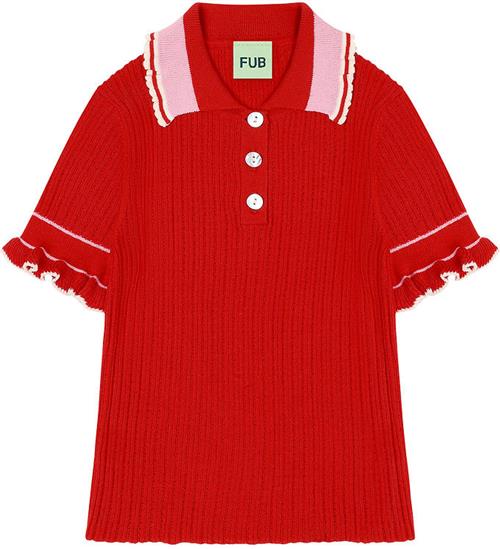 FUB Polo - Strik - Rød m. Hullmønster