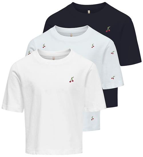 Kids Only T-shirt - KogRex Ketty - 3-pak - White Cherry/Night Sk