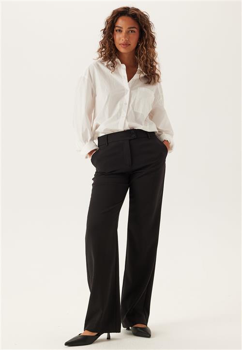 BUBBLEROOM Mid Waist Straight Back Pocket Trousers