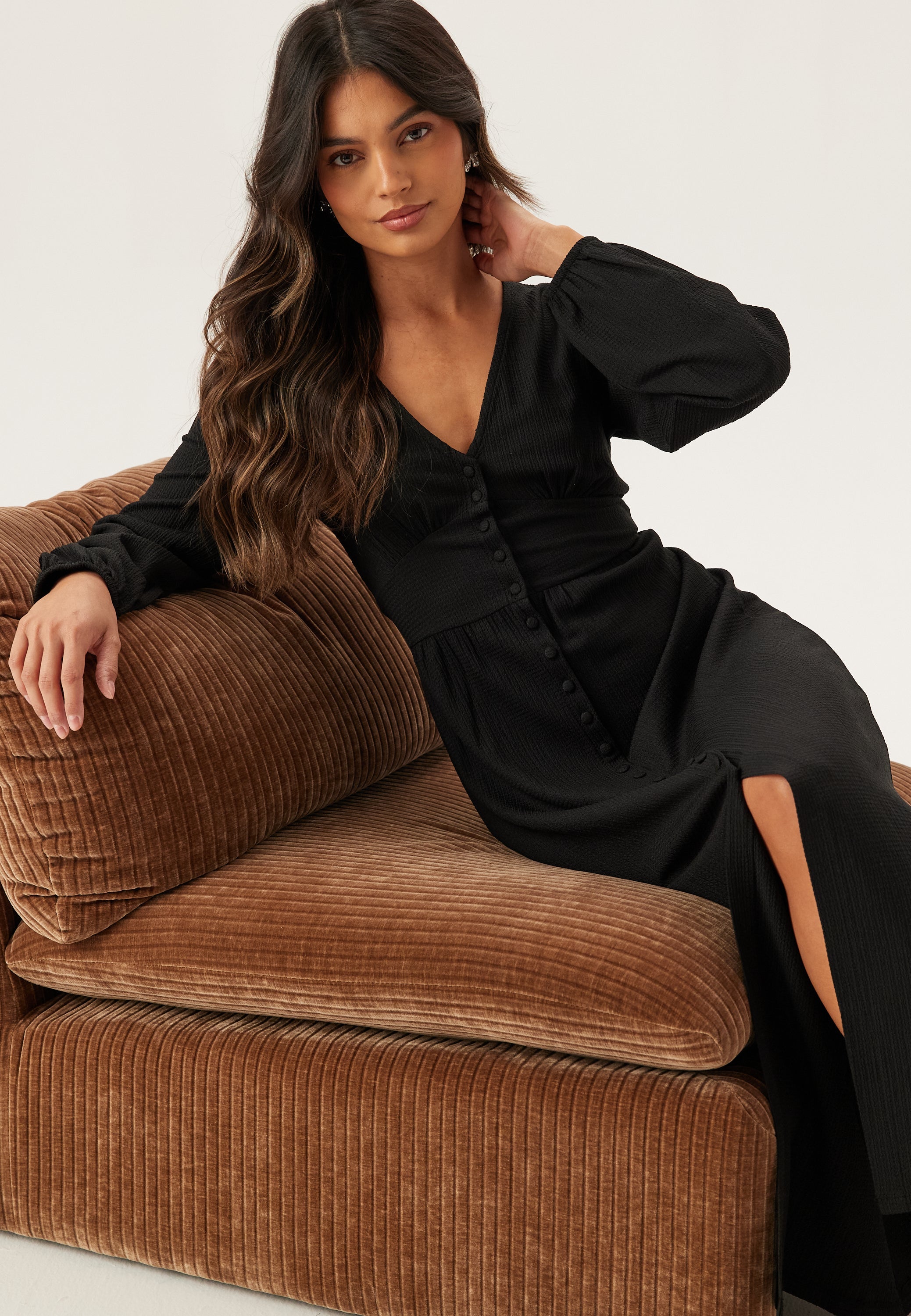 BUBBLEROOM Structure Button Midi Dress