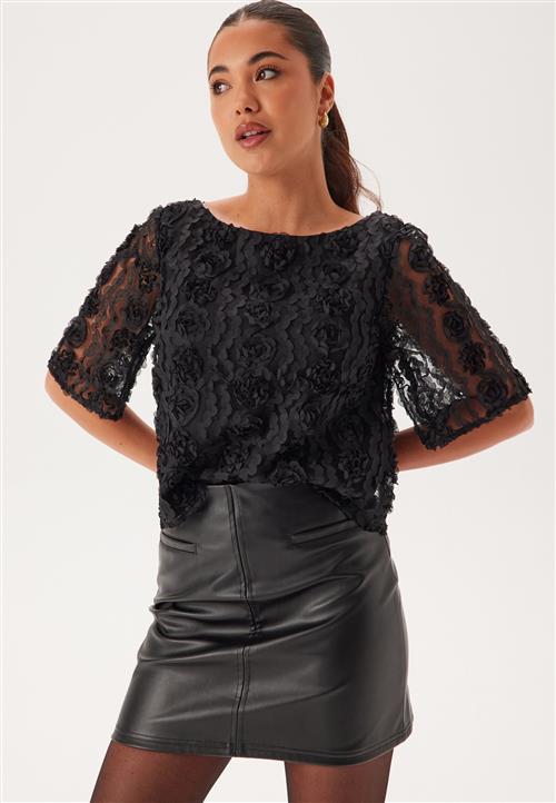 BUBBLEROOM 3D Flower Short Sleeve Blouse