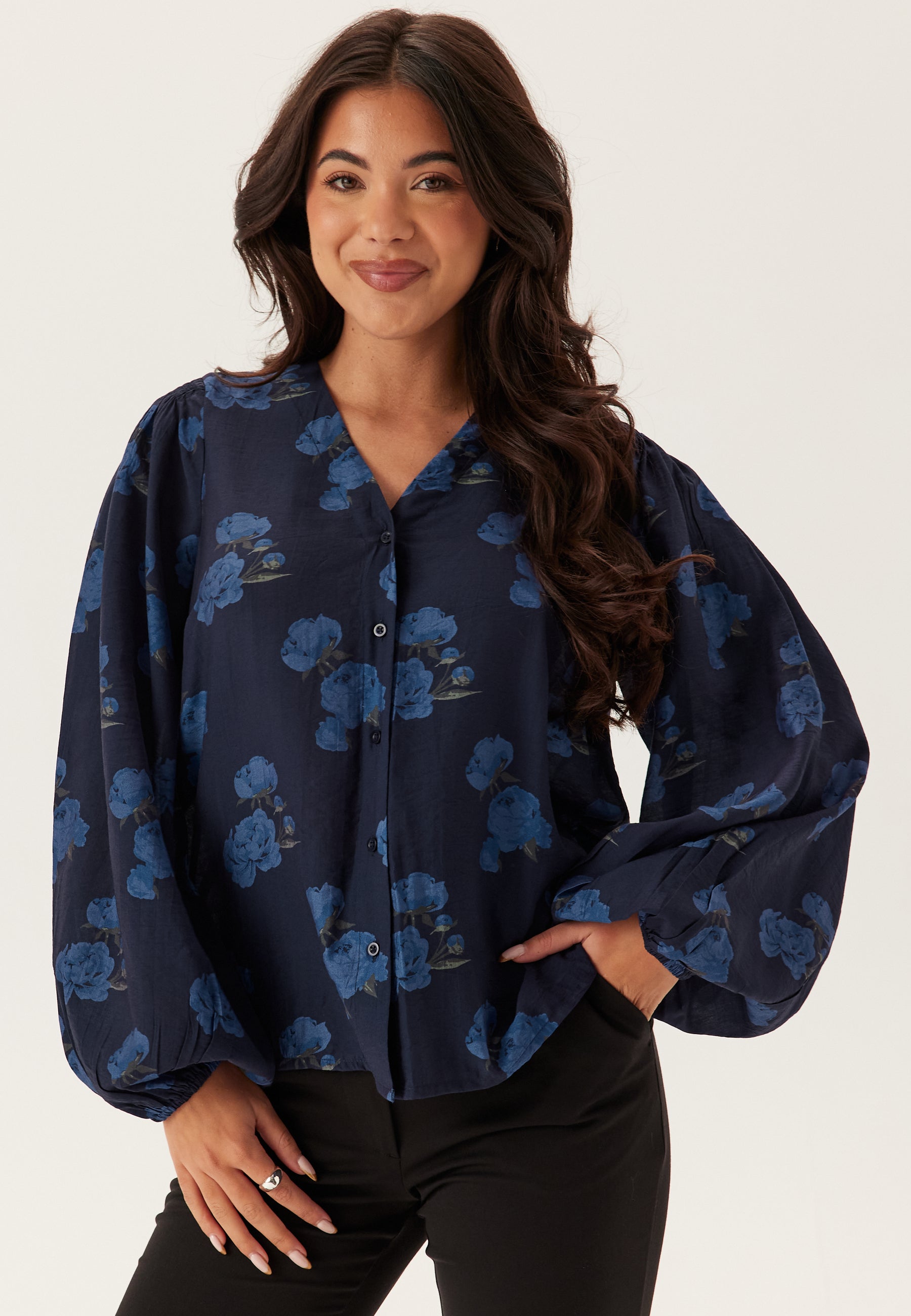 Happy Holly Balloon Sleeve Blouse