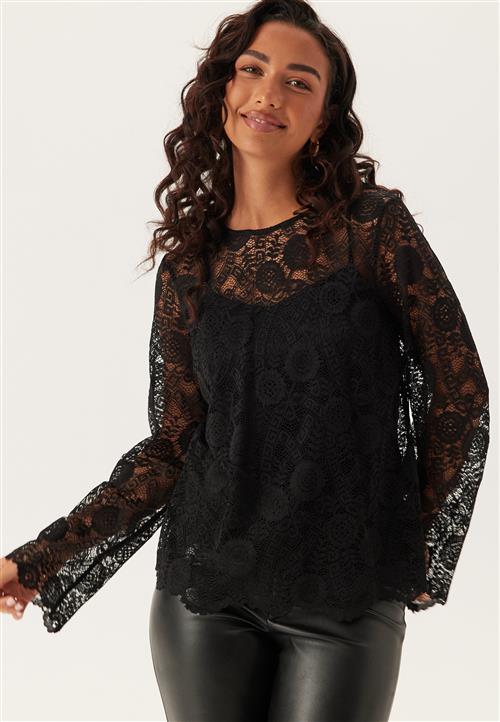 Pieces Pcolline Ls Lace O-neck Top