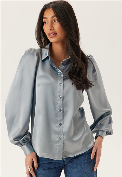 BUBBLEROOM Puff Sleeve Satin Shirt