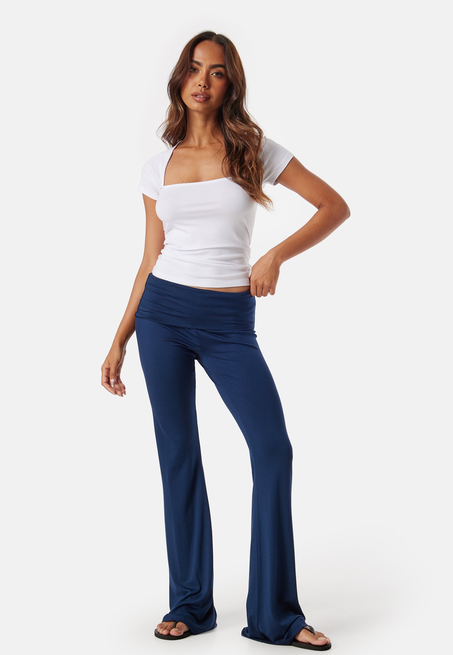 BUBBLEROOM Fold Over Flared Trousers