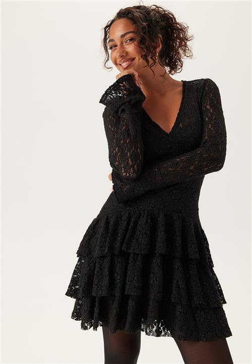 Bubbleroom Occasion Frill Lace Long Sleeve Short Dress