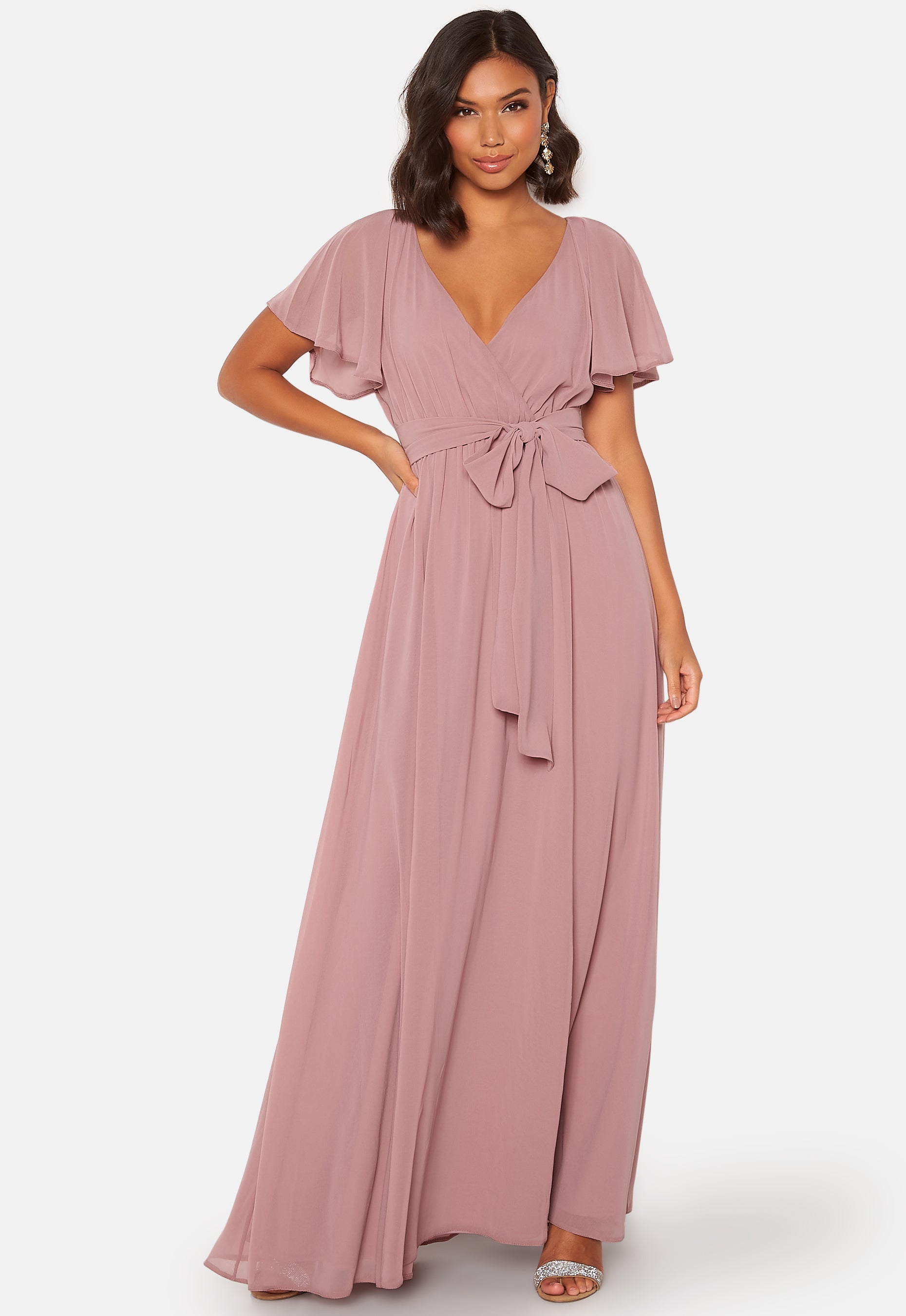 Goddiva Flutter Chiffon Dress