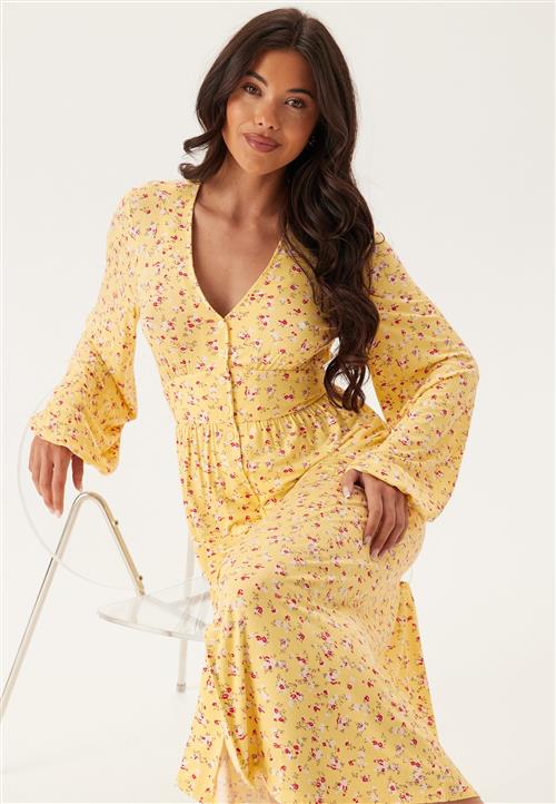 BUBBLEROOM Soft Midi Button Volume Sleeve Dress