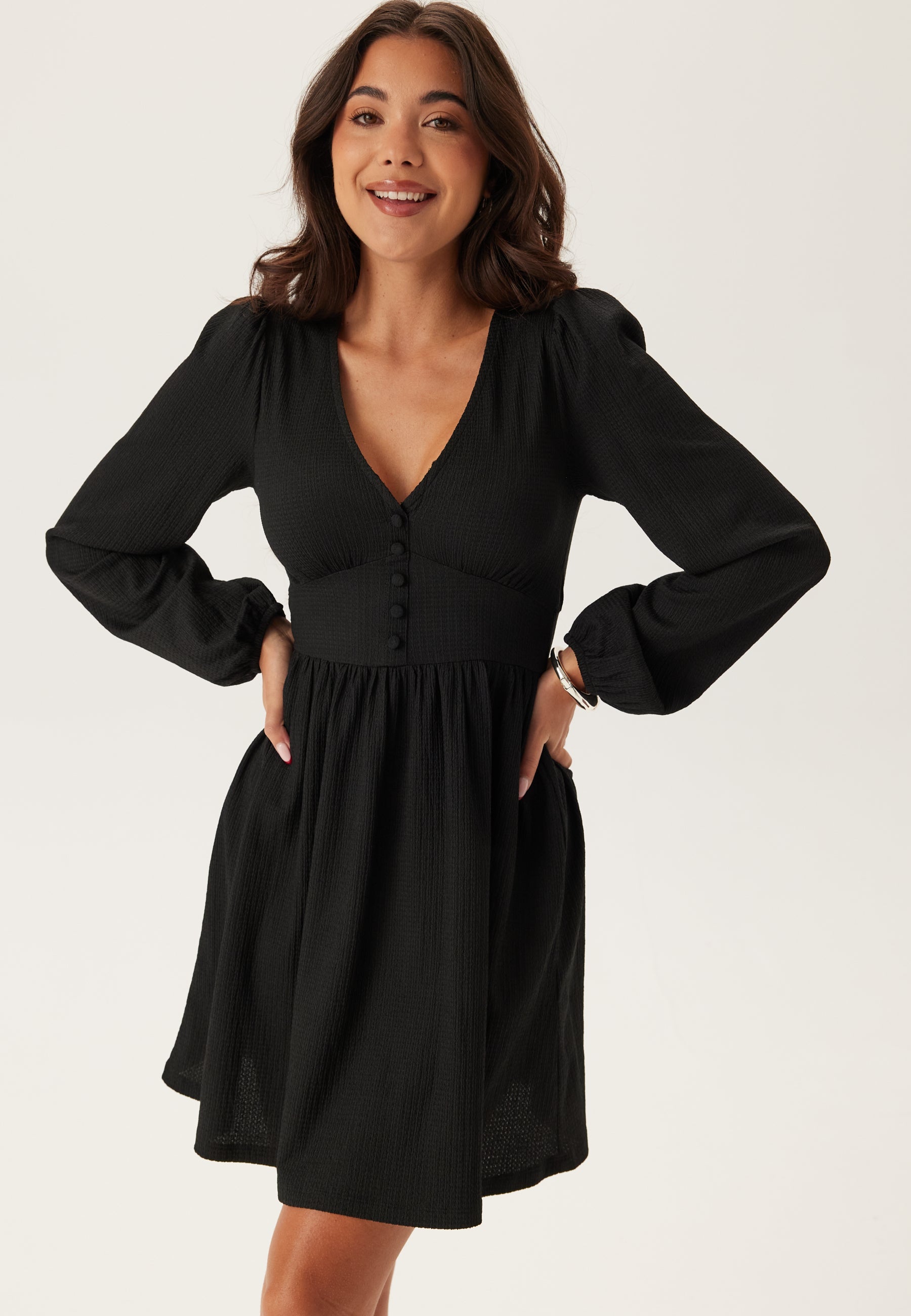 BUBBLEROOM Structure Button Mini Dress