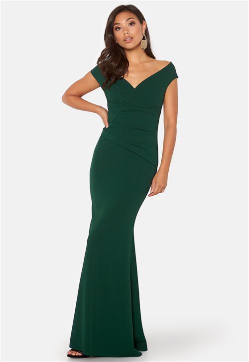 Goddiva Bardot Pleat Maxi Dress
