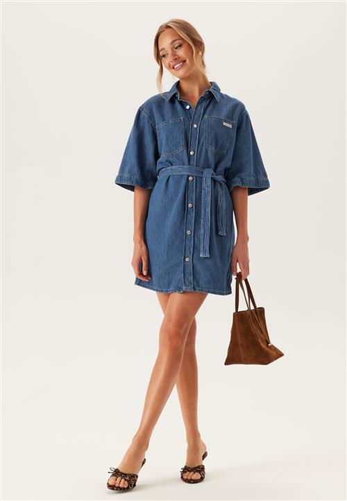 Calvin Klein Jeans Linen Boxy Belted Shirt Dress