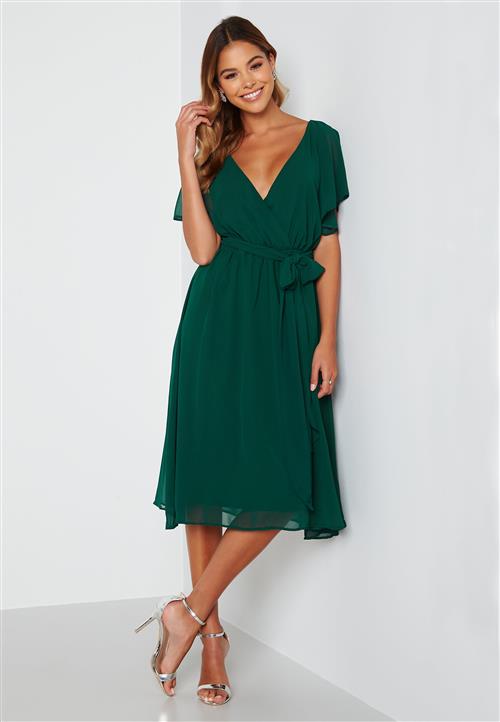 Goddiva Flutter Chiffon Midi Dress