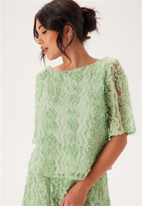 BUBBLEROOM 3D Flower Short Sleeve Blouse