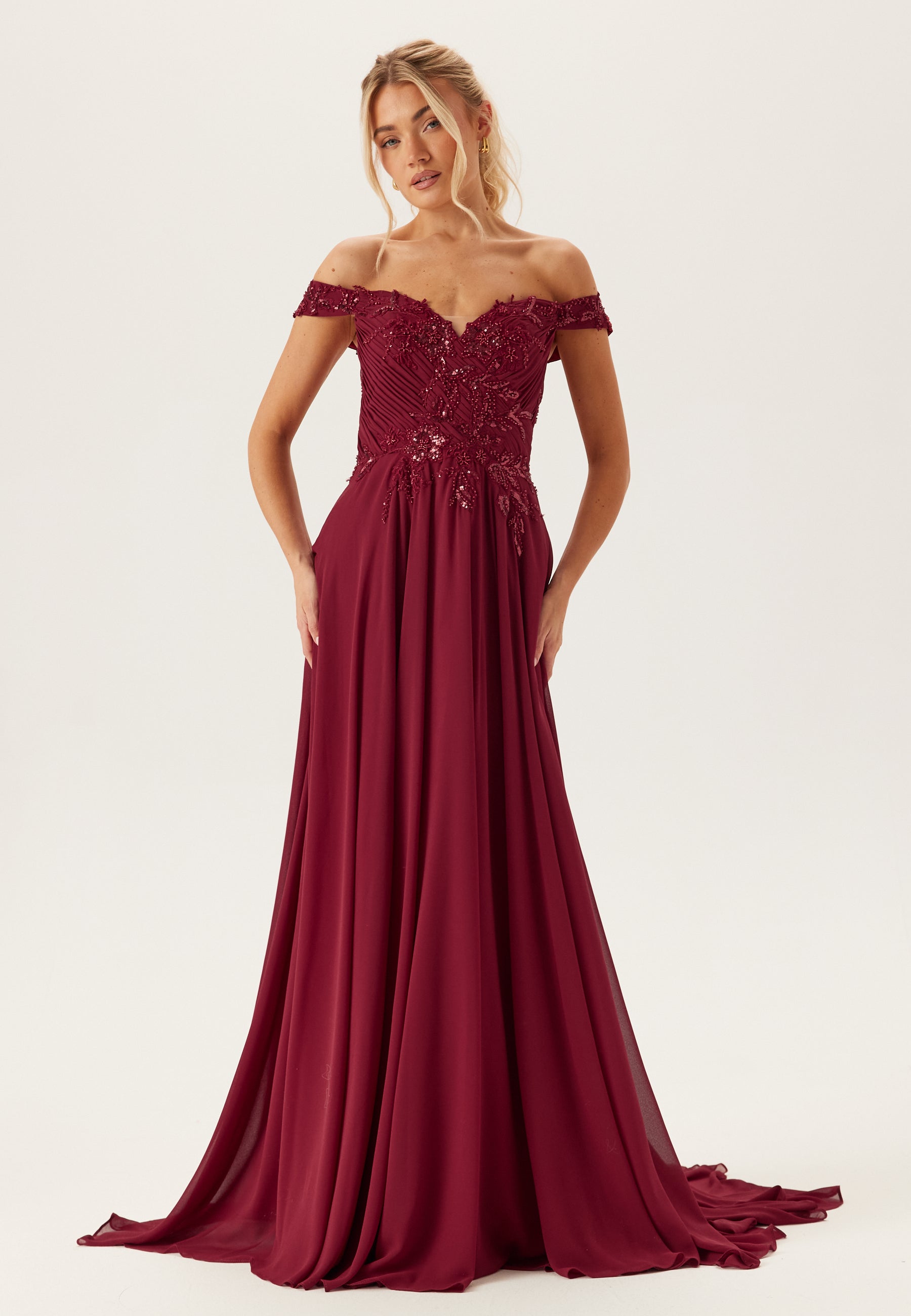 Christian Koehlert Chiffon Off Shoulder Evening Dress
