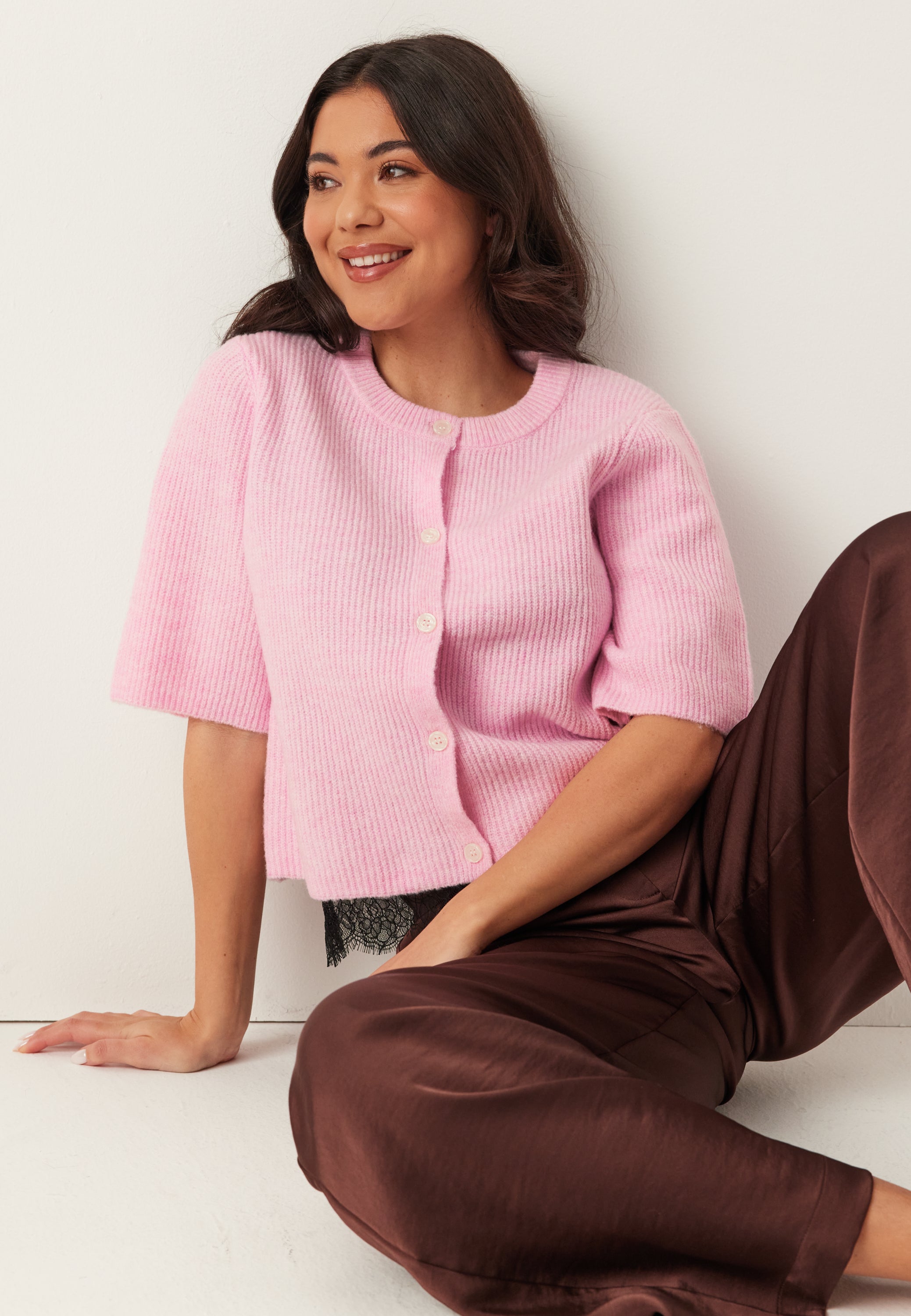 Pieces Pcsilly Ss O-neck Knit Cardiga