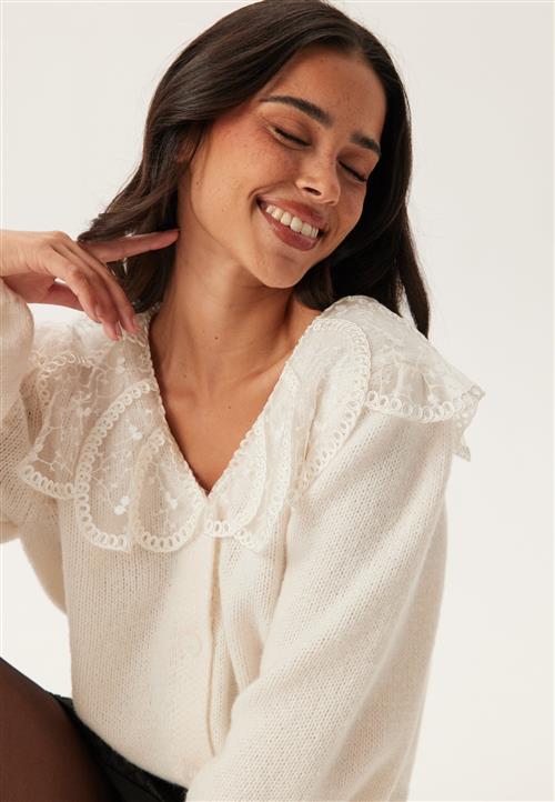 Pieces Pcabby Ls Lace Collar Knit Car