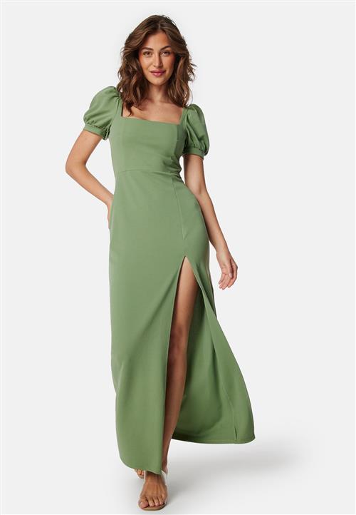 John Zack Puff Sleeve Maxi Dress With Split