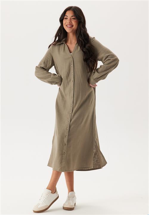 Happy Holly Linen Shirt Dress