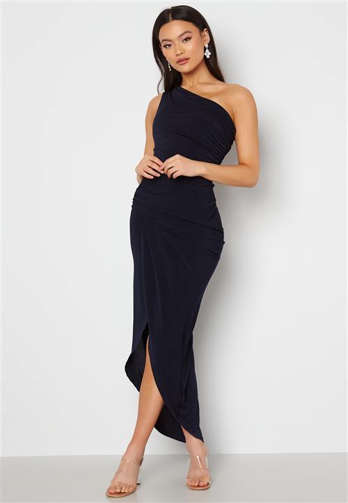 John Zack One Shoulder Rouch Dress