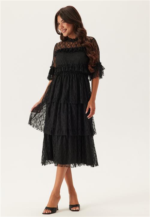 BUBBLEROOM Frill Lace Midi  Dress