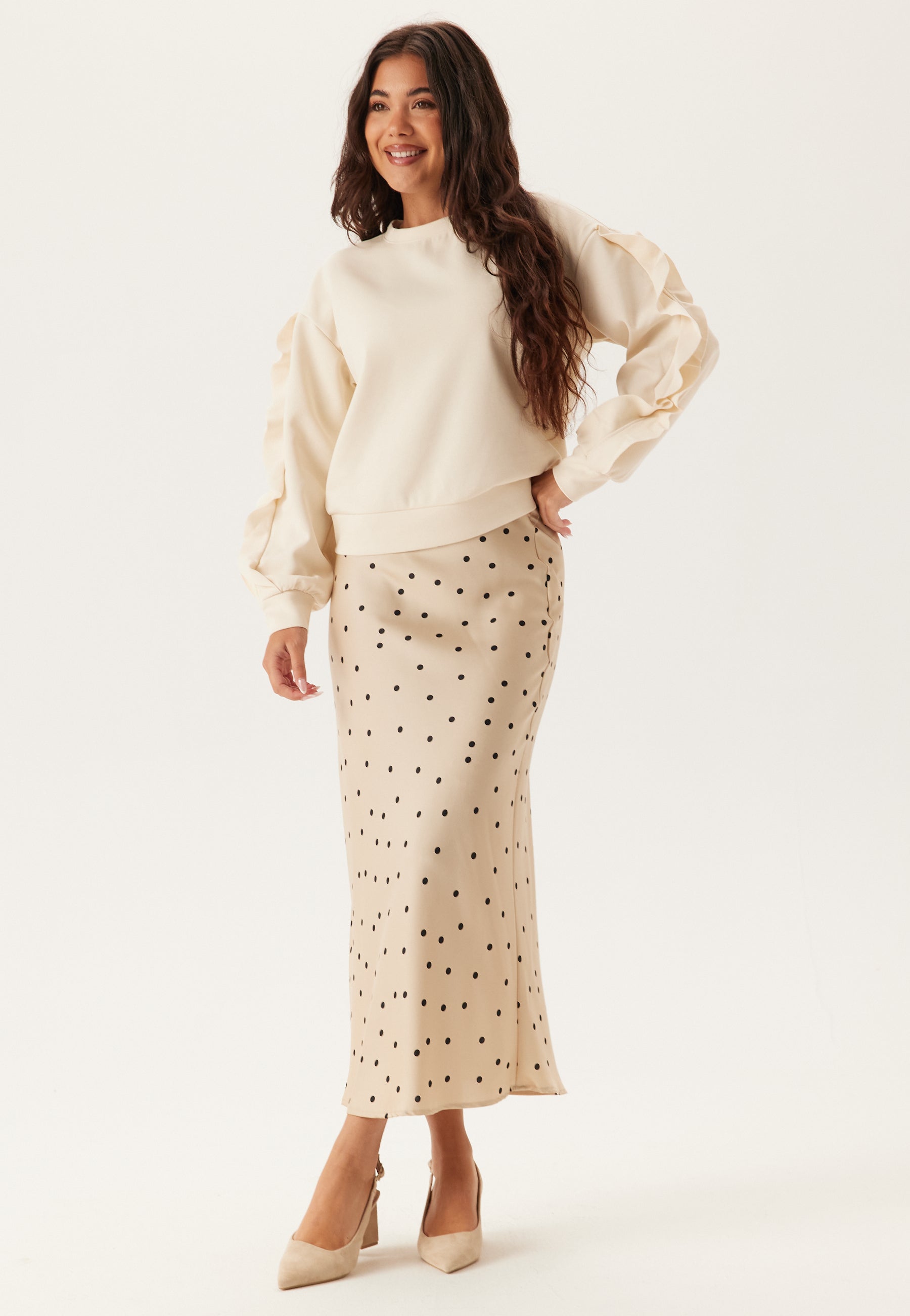 VILA Vimentina Flounce O-neck L/S T