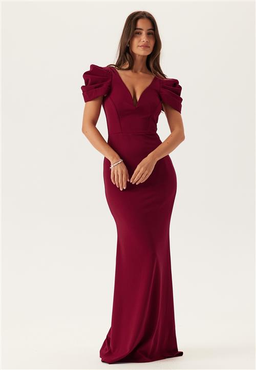 Goddiva Pleated Sleeve Maxi Dress