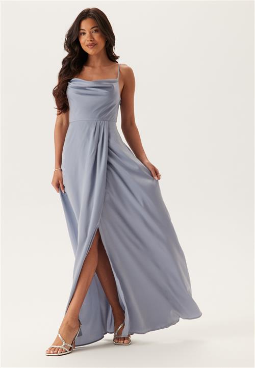 Bubbleroom Occasion Waterfall Slit Satin Gown