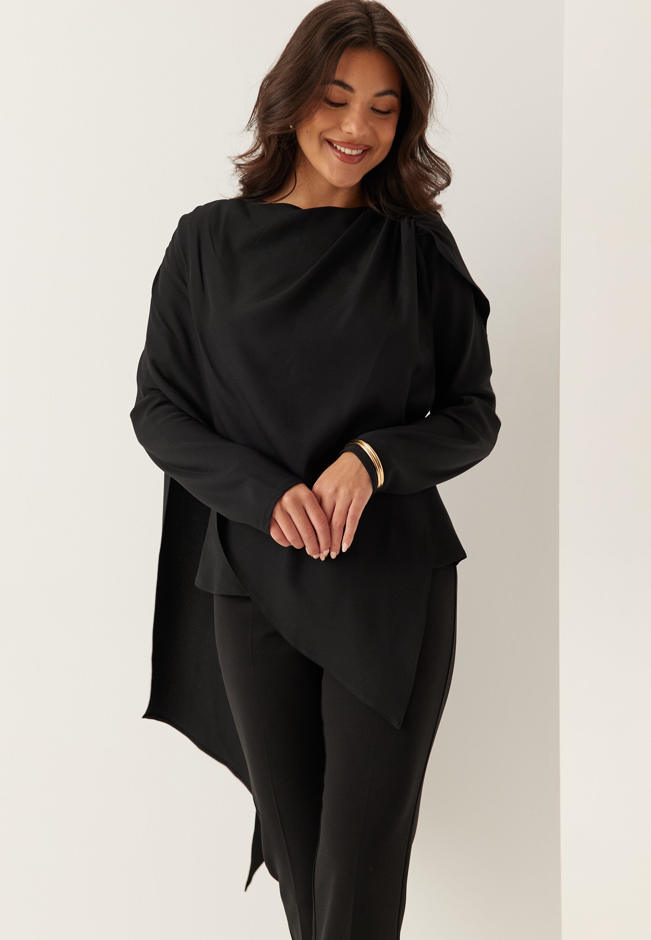 BUBBLEROOM Draped Cape Blouse