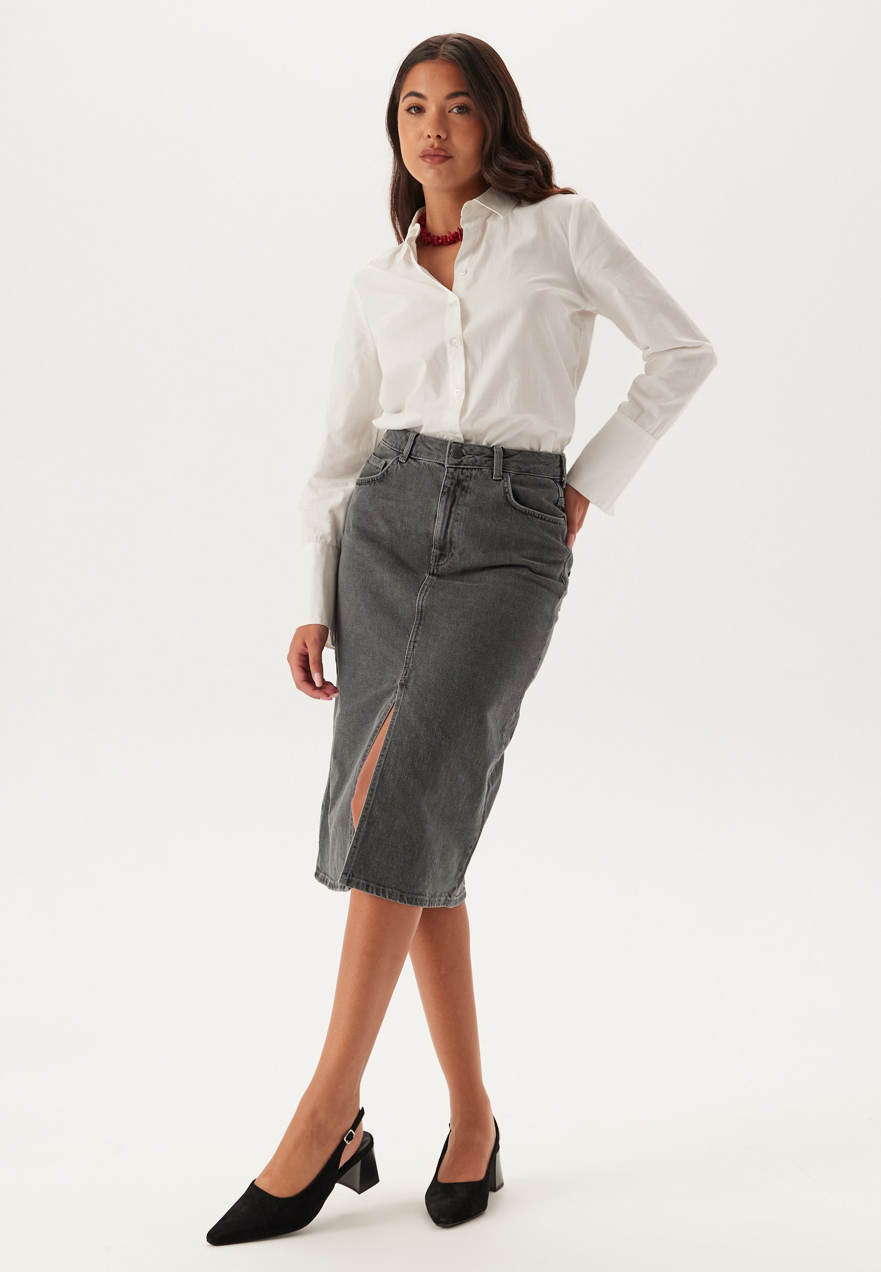 Object Collectors Item Objellen Midi Denim Skirt