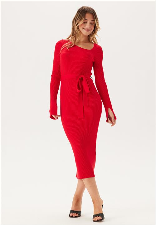 BUBBLEROOM Asymmetric Knitted Midi Dress