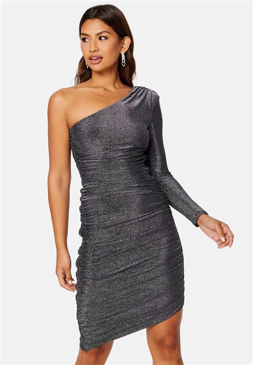 Goddiva One Shoulder Glitter Mini Dress