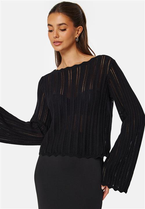 BUBBLEROOM Boat Neck Structure Knitted Sweater