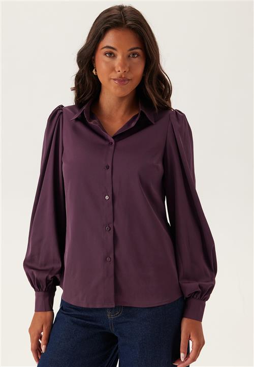 BUBBLEROOM Puff Sleeve Satin Shirt