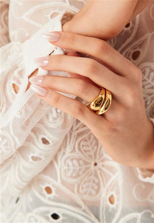 Pilgrim Dune Rings, 2-in-1 Set, Gold-p