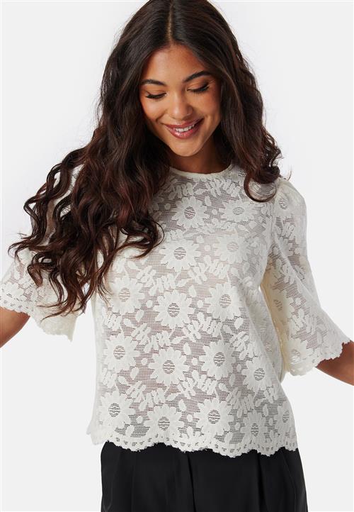 BUBBLEROOM Round Neck Lace Blouse