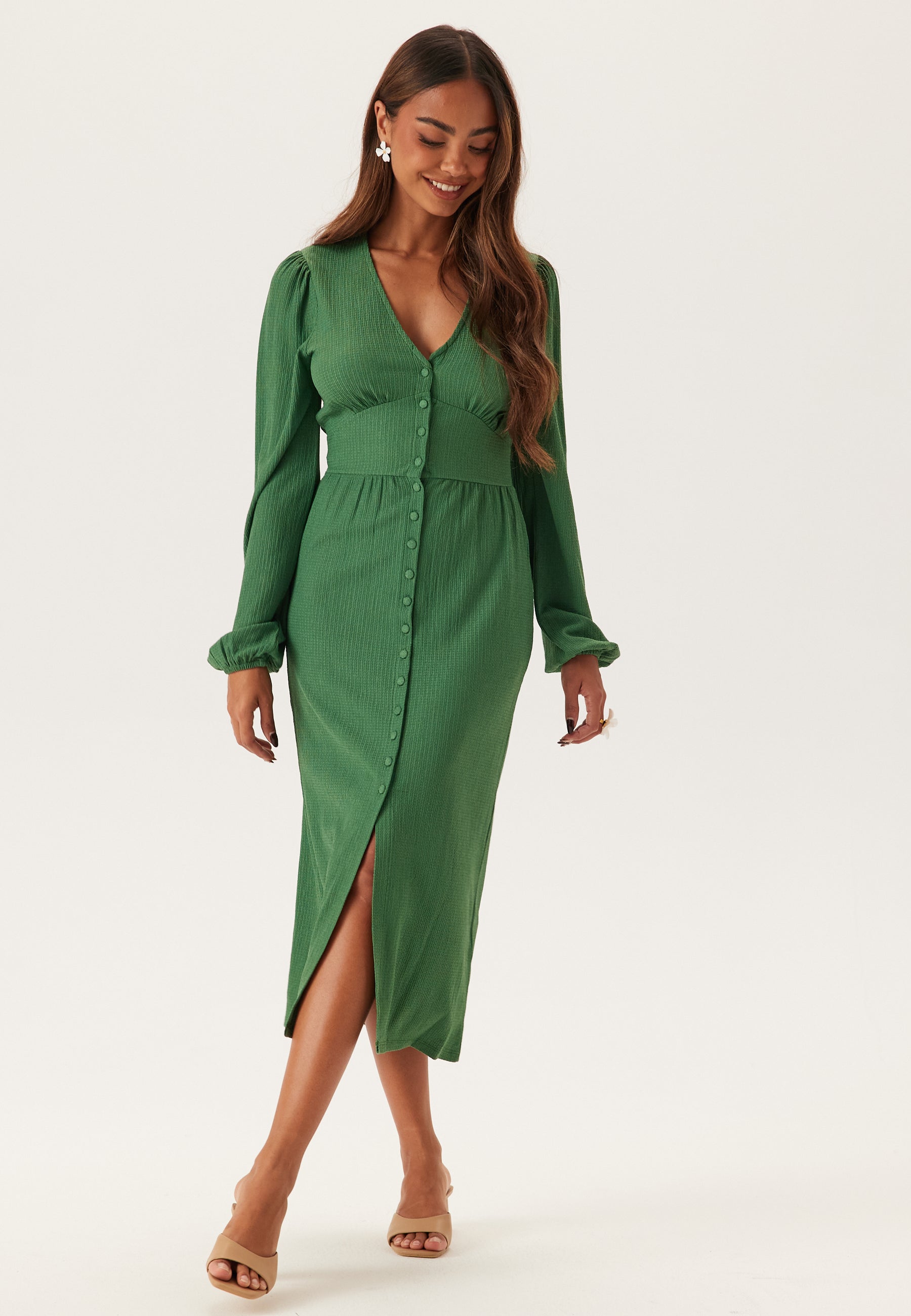 BUBBLEROOM Structure Button Midi Dress