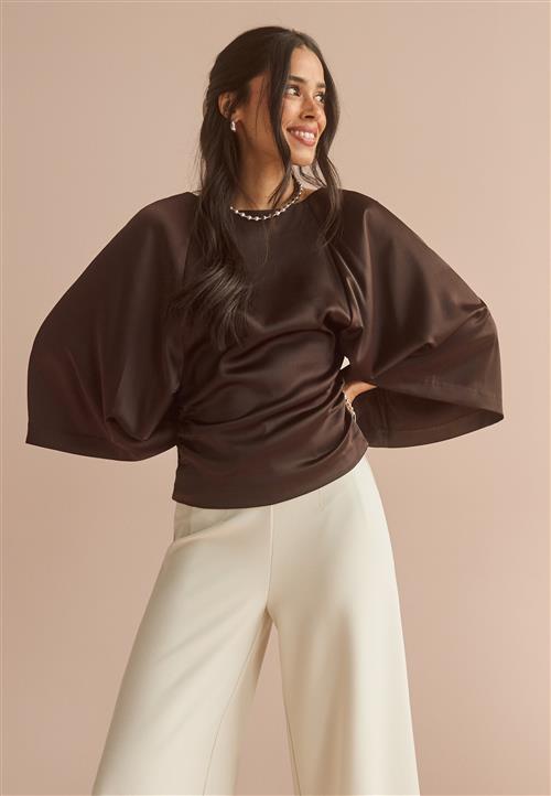 Bubbleroom Occasion Wide Sleeve Satin Blouse