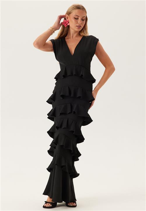 Bubbleroom Occasion Deep V-Neck Flounce Gown